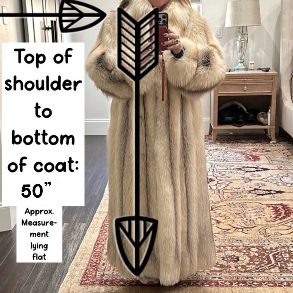 Unisex Golden Isle Shadow Fox Fur Coat Full Length - Picture 3 of 16